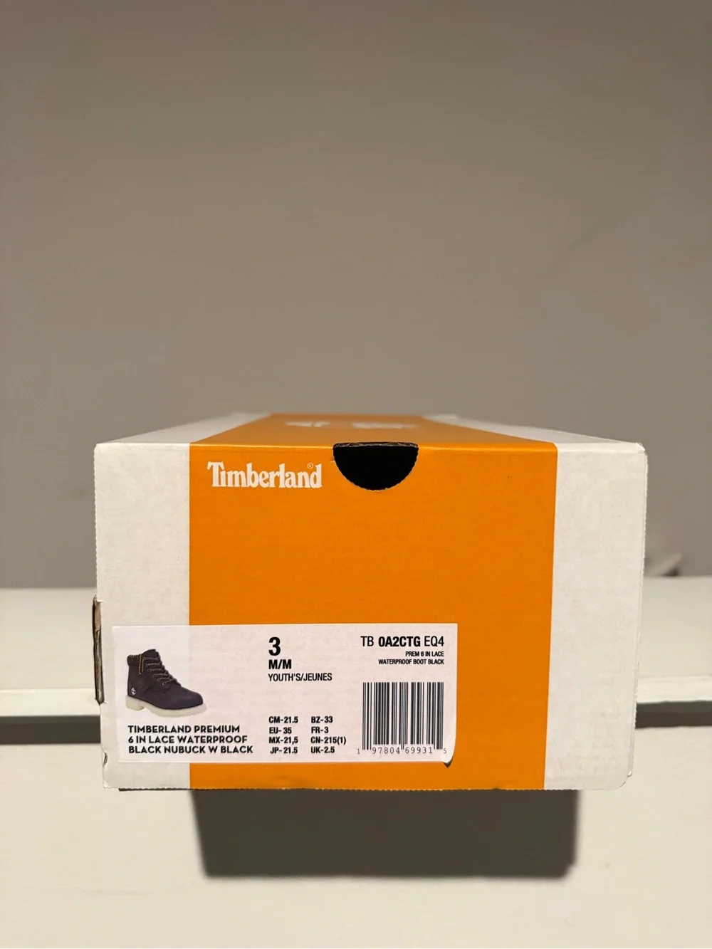 Timberland Kids Black Nubuck Ankle Boot with Gray Sole